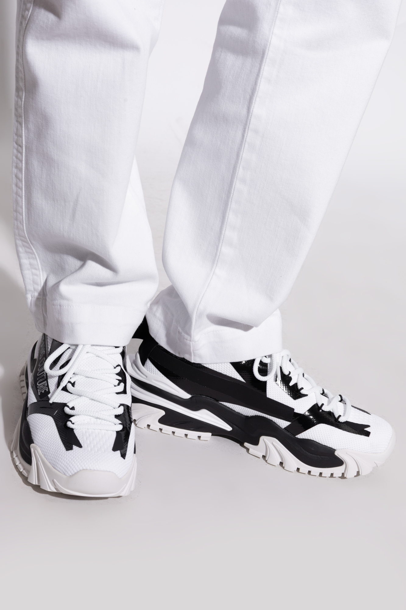 White Sneakers with printed logo Versace Jeans Couture